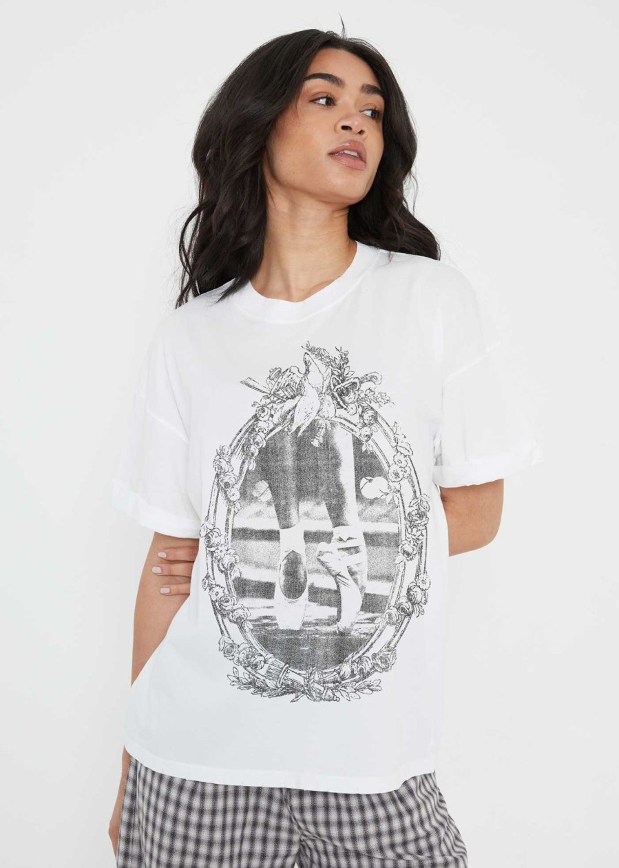 Tees Girl Dangerous | Pointes White Boyfriend Tee