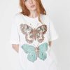 Tees Girl Dangerous | Butterfly Twins White Boyfriend Tee