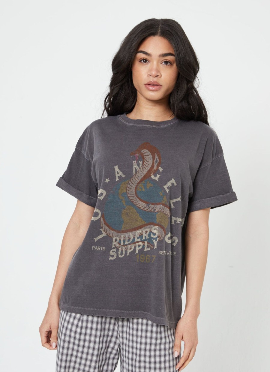 Tees Girl Dangerous | Los Angeles Riders Supply Black Boyfriend Tee