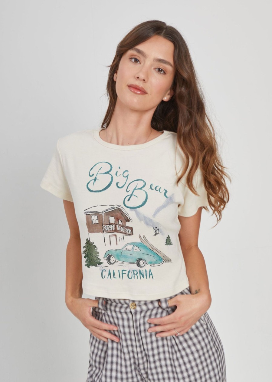 Tees Girl Dangerous | Big Bear Off White Baby Tee