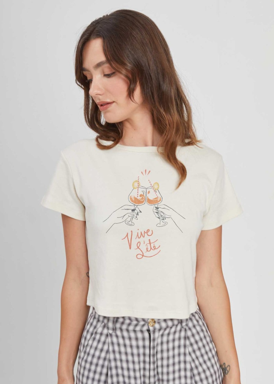 Tees Girl Dangerous | Vive L'Ete Off White Baby Tee