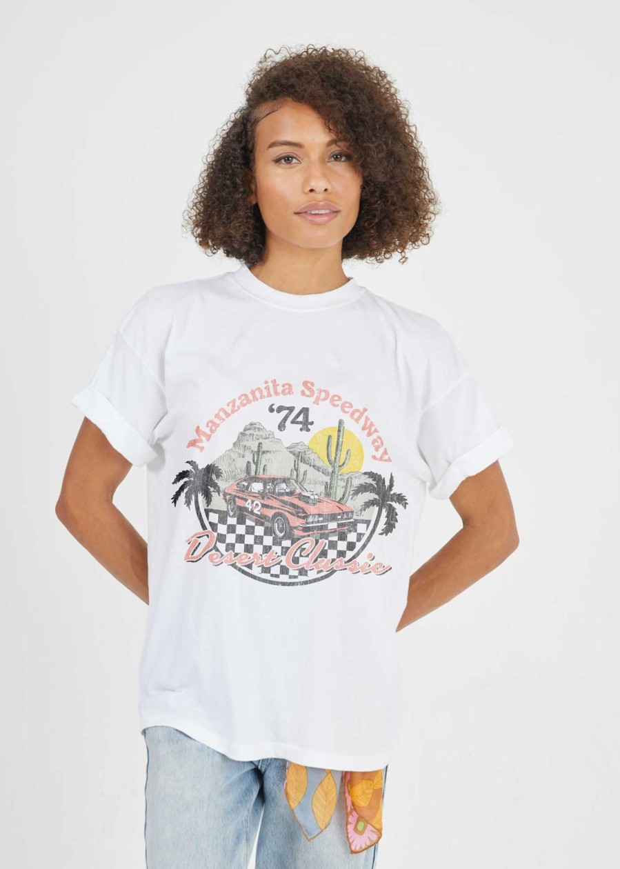 Tees Girl Dangerous | Desert Classic White Boyfriend Tee