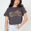 Tees Girl Dangerous | Motorcycle Black Cropped Boyfriend Tee