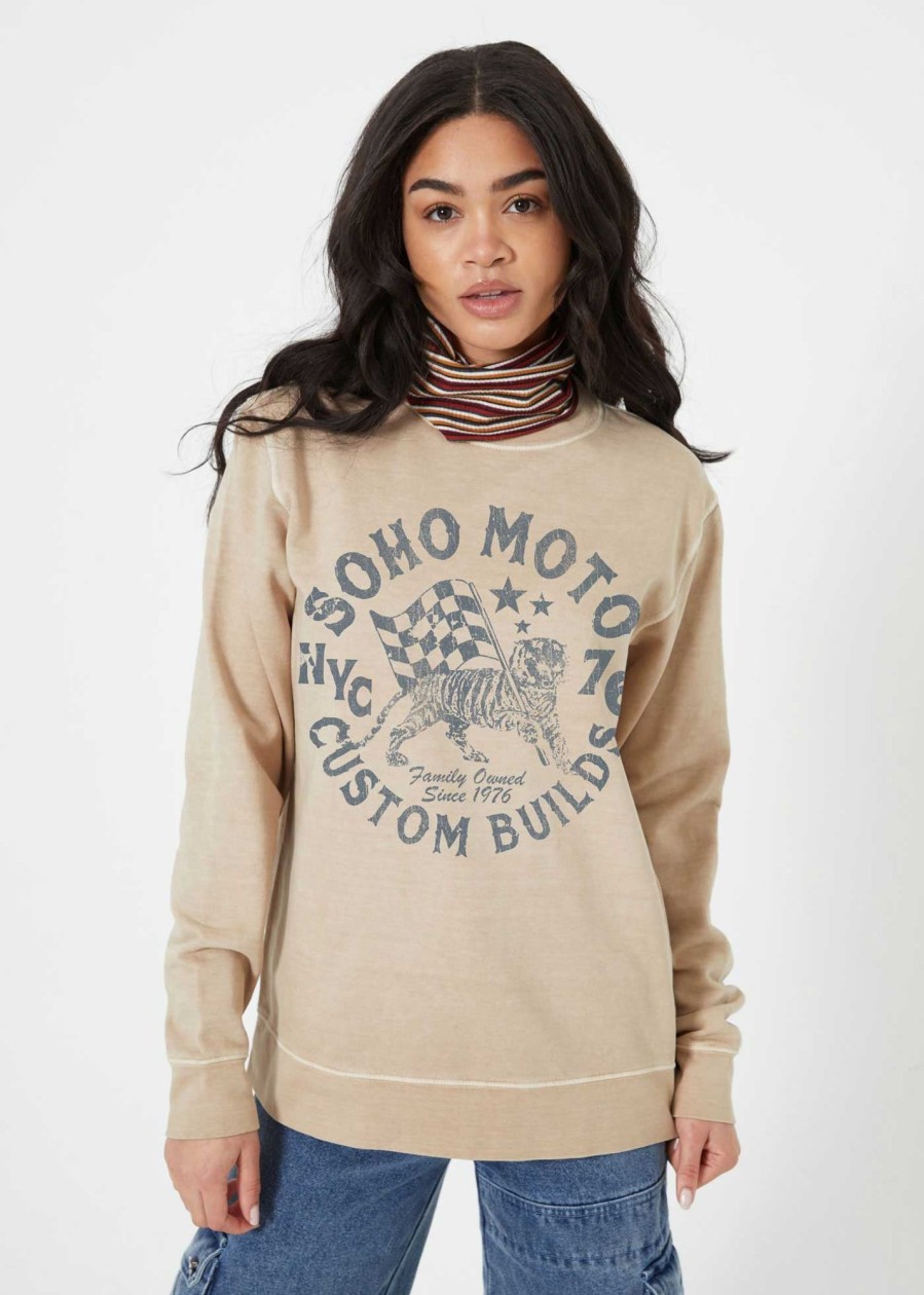 Pullover Sweatshirts Girl Dangerous | Soho Moto Sand Pullover Sweatshirt