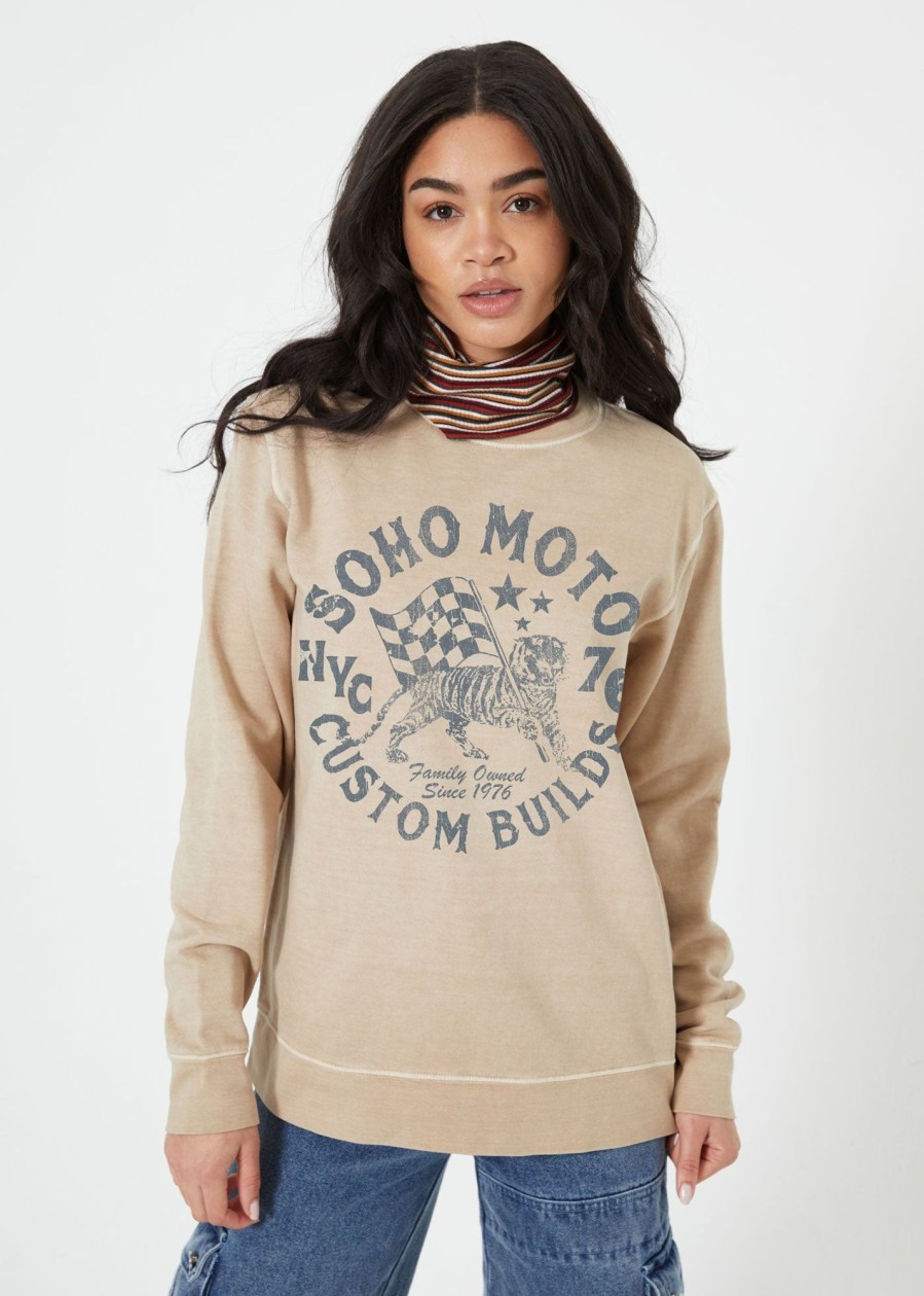 Pullover Sweatshirts Girl Dangerous | Soho Moto Sand Pullover Sweatshirt