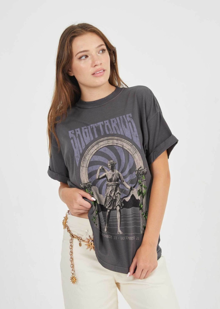 Tees Girl Dangerous | Sagittarius Band Black Boyfriend Tee