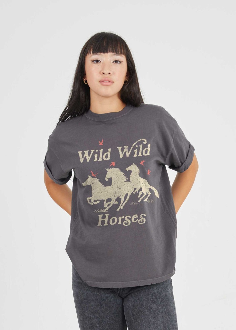 Tees Girl Dangerous | Wild Wild Horses Black Boyfriend Tee