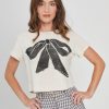 Cropped Tees Girl Dangerous | Bow Off White Baby Tee