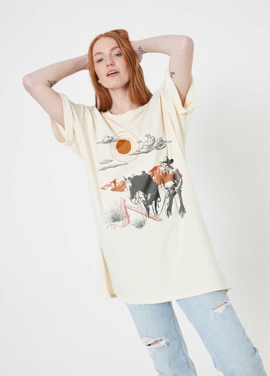 Tee Dress Girl Dangerous | Cowboy Off-White Tee Dress