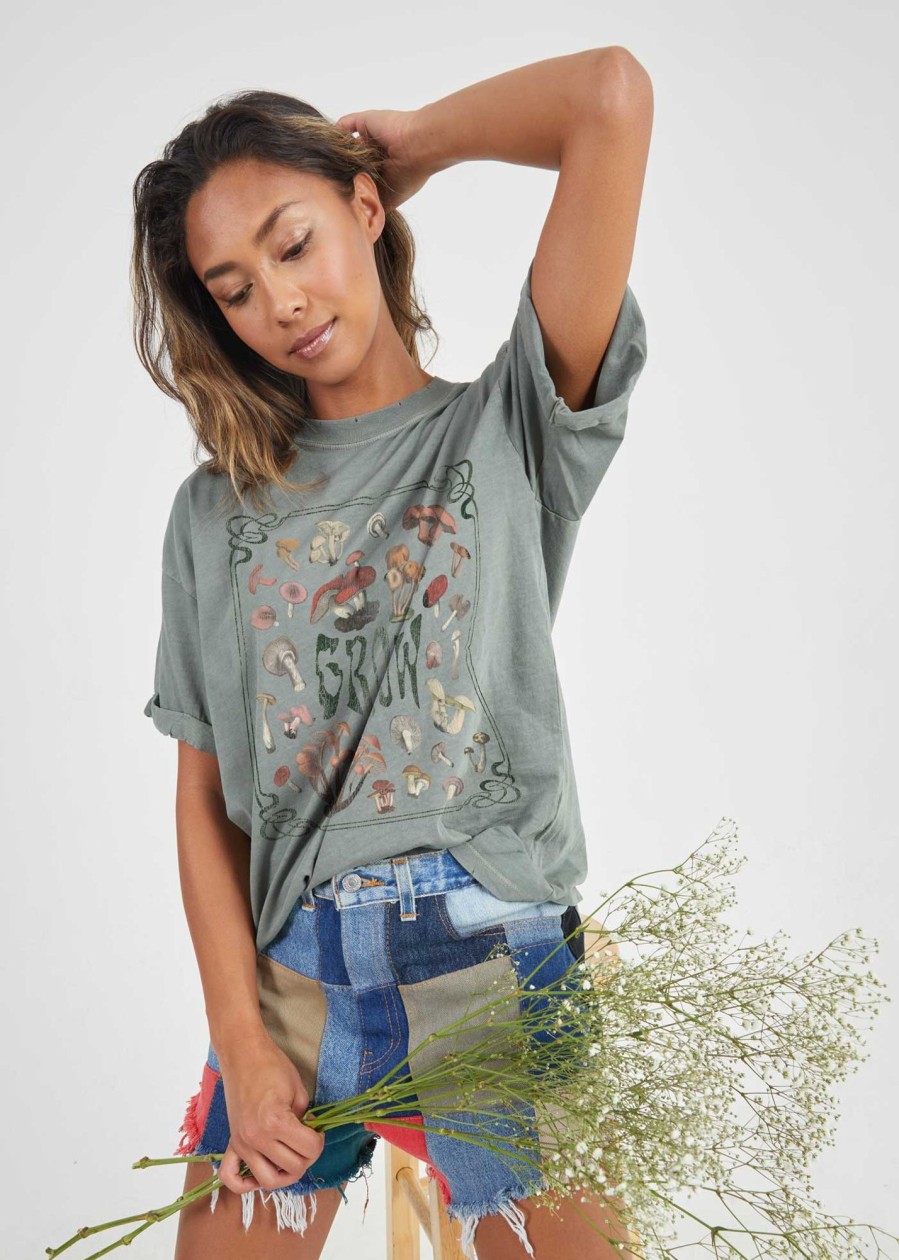 Tees Girl Dangerous | Grow Army Green Boyfriend Tee