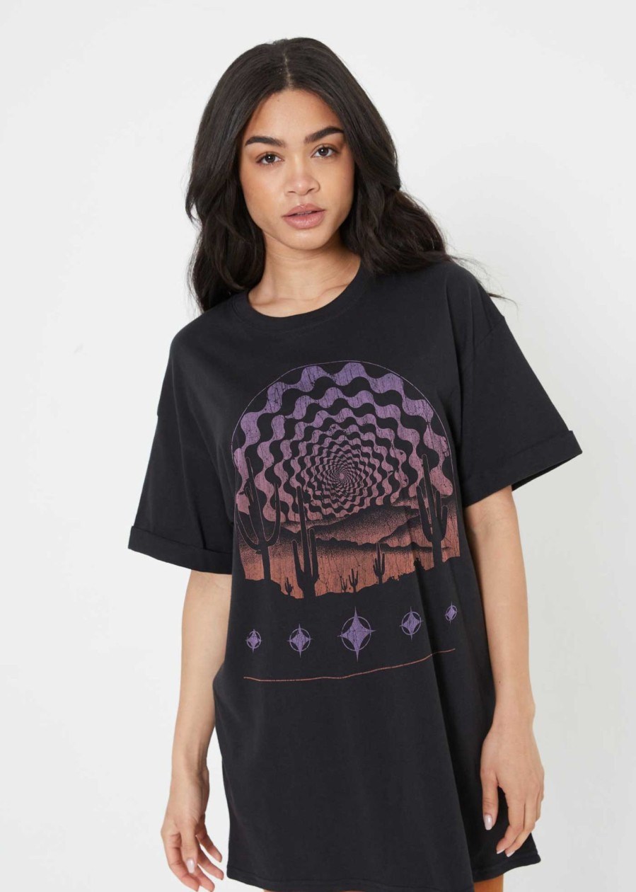 Tee Dress Girl Dangerous | Desert Kaleidoscope Black Tee Dress