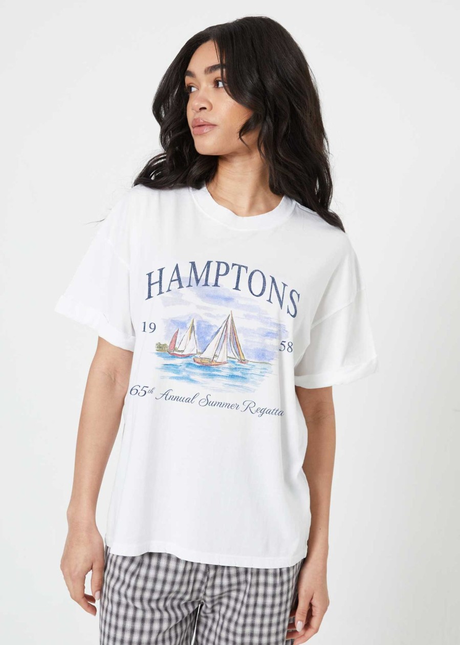 Tees Girl Dangerous | Hamptons Regatta White Boyfriend Tee