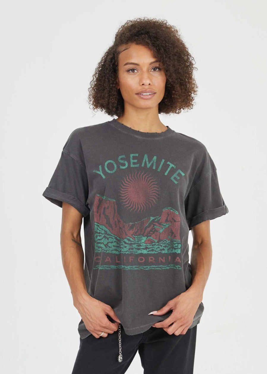 Tees Girl Dangerous | Yosemite Sun Black Boyfriend Tee