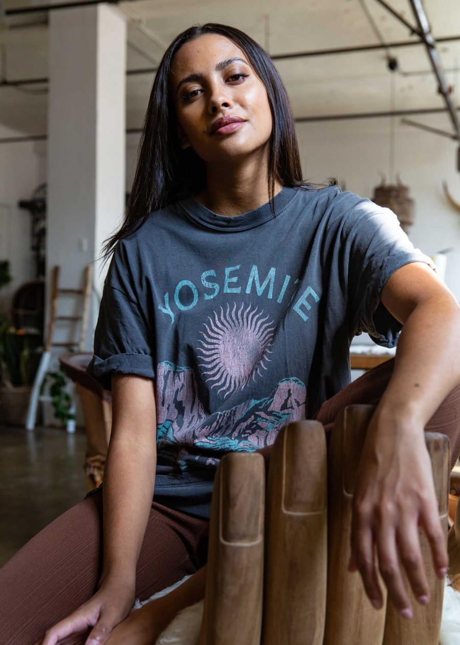 Tees Girl Dangerous | Yosemite Sun Black Boyfriend Tee