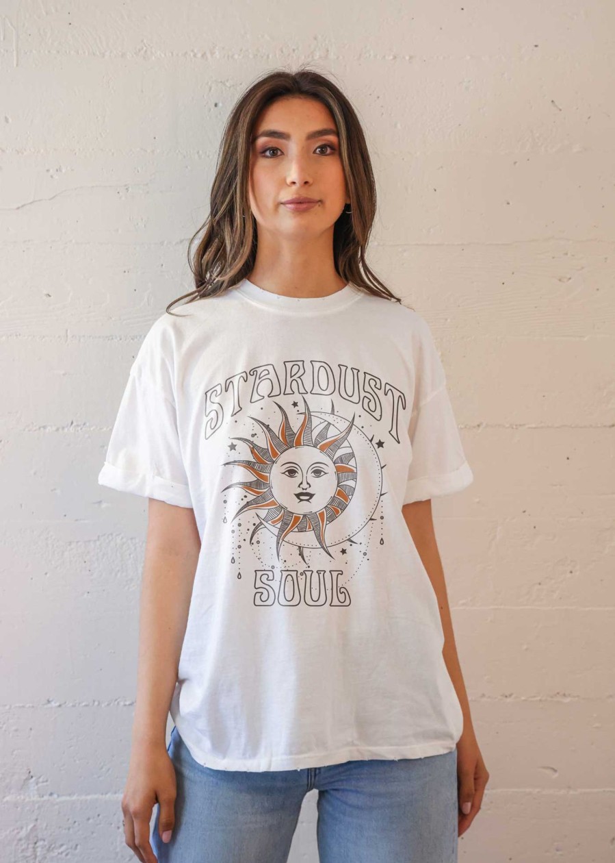 Tees Girl Dangerous | Stardust Soul White Boyfriend Tee