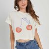 Tees Girl Dangerous | Mon Cheri Cropped Off White Boyfriend Tee