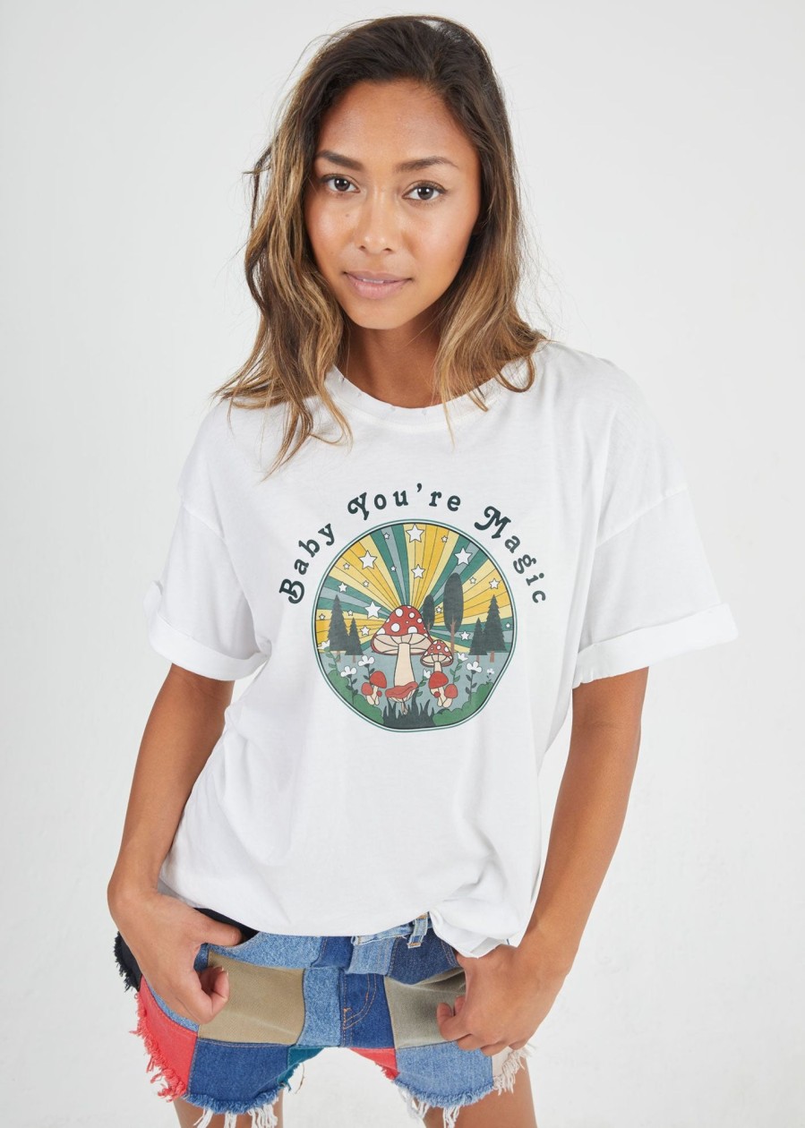 Tees Girl Dangerous | Baby You'Re Magic White Boyfriend Tee