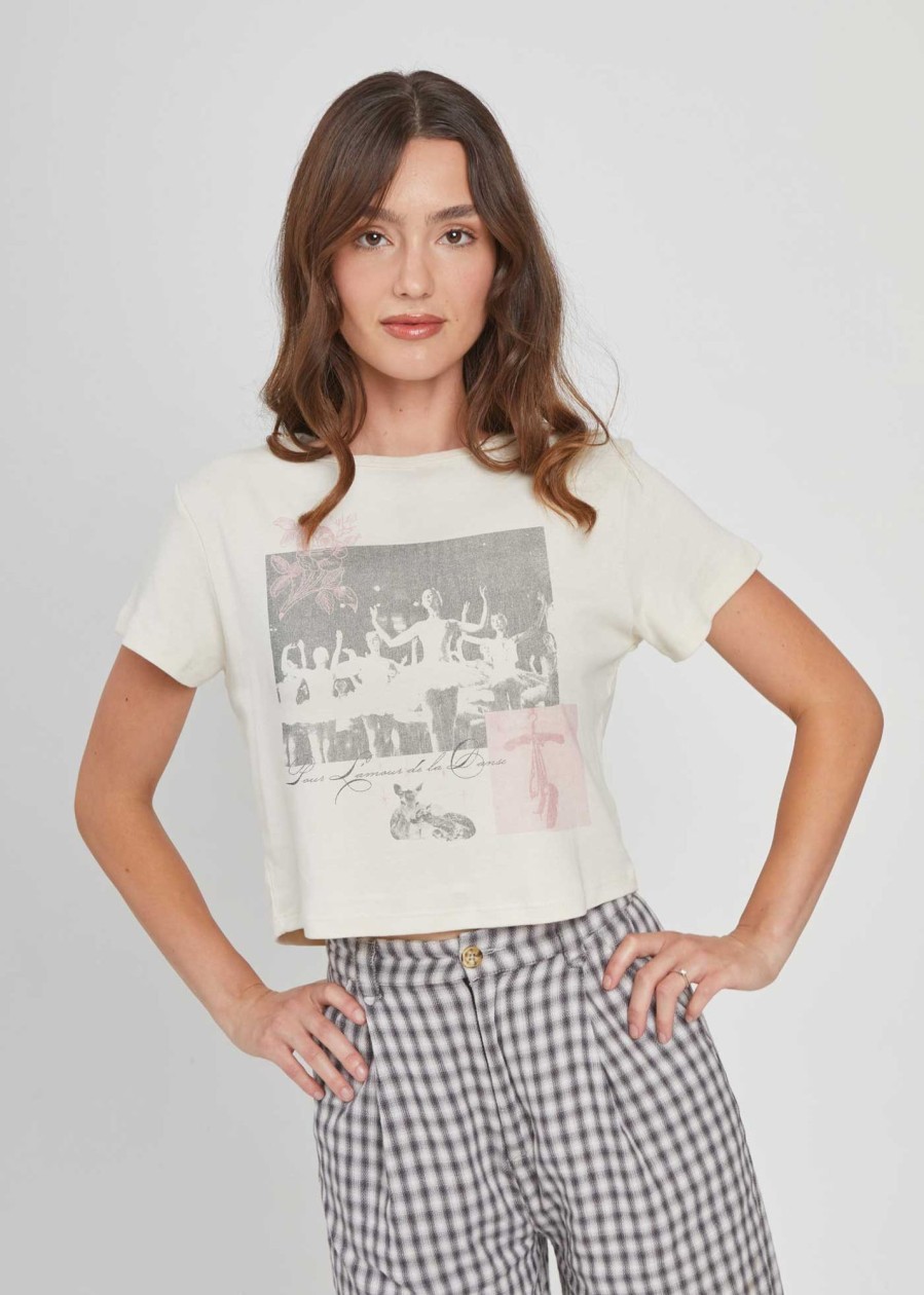 Cropped Tees Girl Dangerous | Pour La Danse Off White Baby Tee