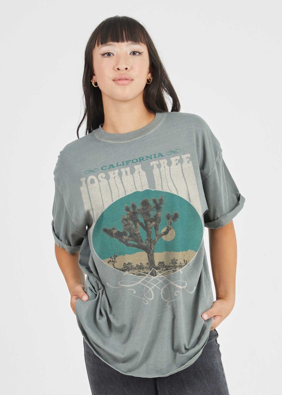 Tees Girl Dangerous | Joshua Tree Western Army Green Boyfriend Tee