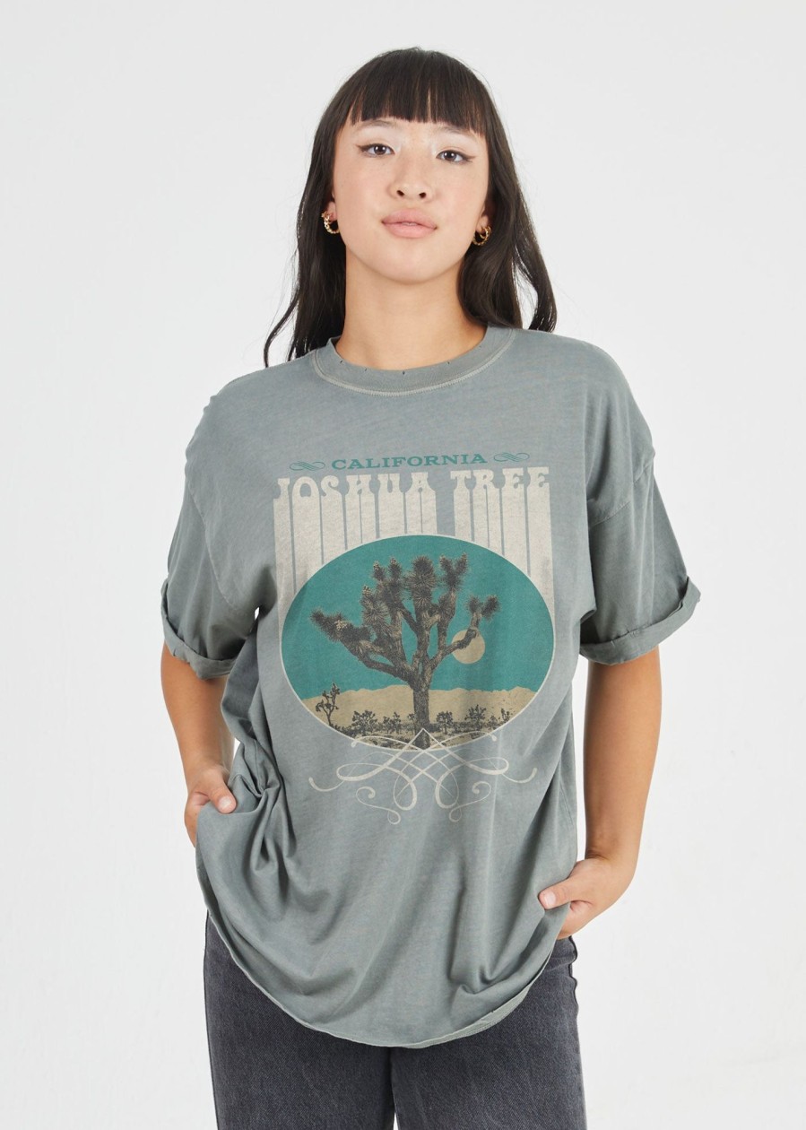 Tees Girl Dangerous | Joshua Tree Western Army Green Boyfriend Tee