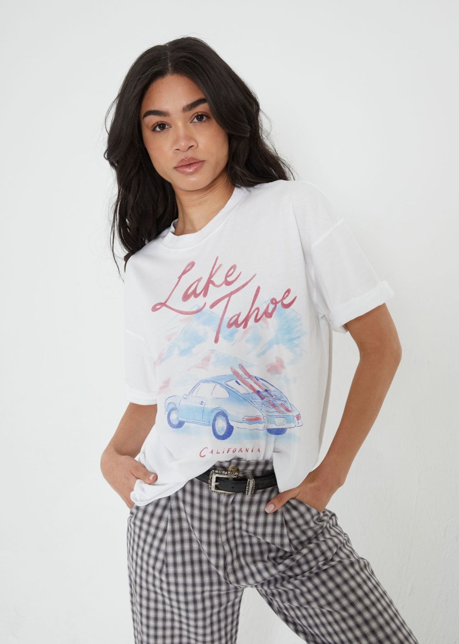 Tees Girl Dangerous | Lake Tahoe White Boyfriend Tee