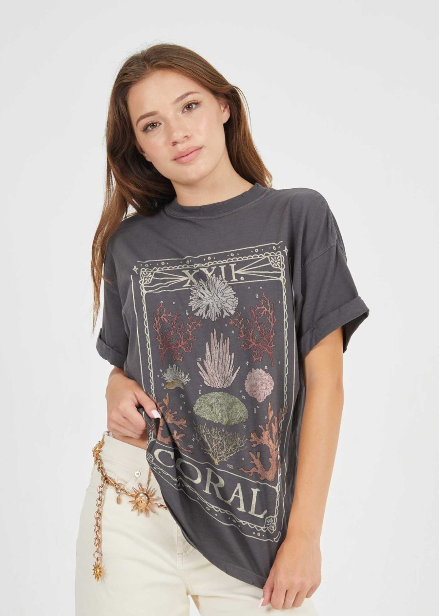 Tees Girl Dangerous | Coral Tarot Black Boyfriend Tee