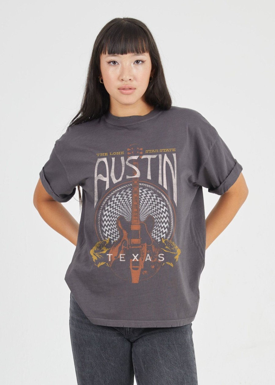 Tees Girl Dangerous | Austin Guitar Black Boyfriend Tee