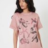 Tees Girl Dangerous | Pointes Bows Dusty Pink Boyfriend Tee