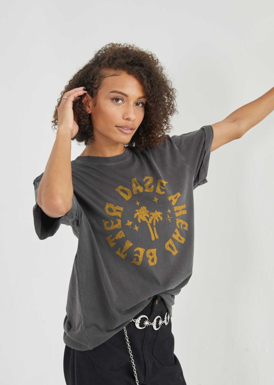 Tees Girl Dangerous | Better Daze Ahead Palm Black Boyfriend Tee