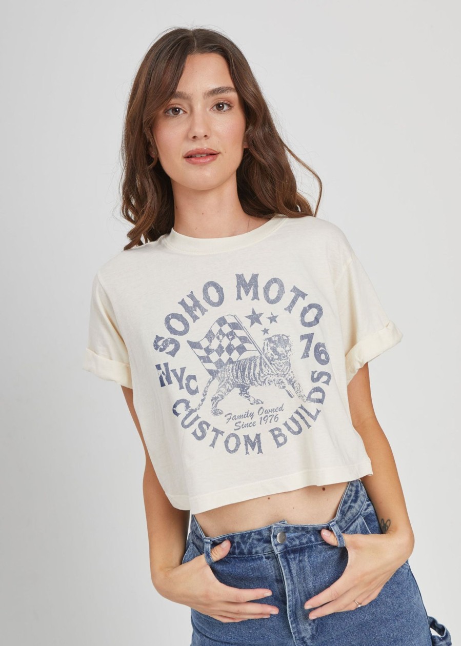 Cropped Tees Girl Dangerous | Soho Moto Off White Baby Tee