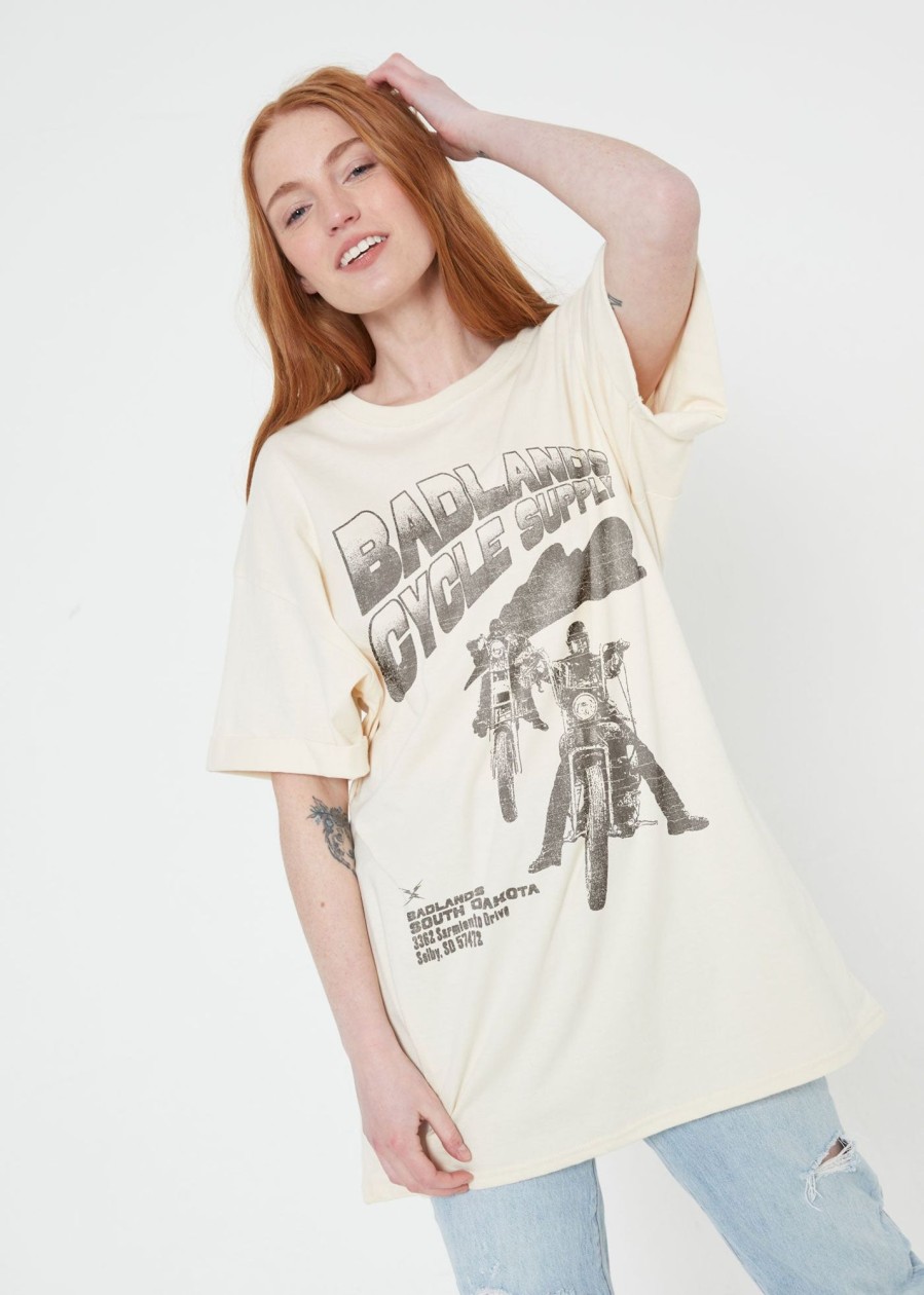 Tee Dress Girl Dangerous | Badlands Cycle Supply Off-White Tee Dress