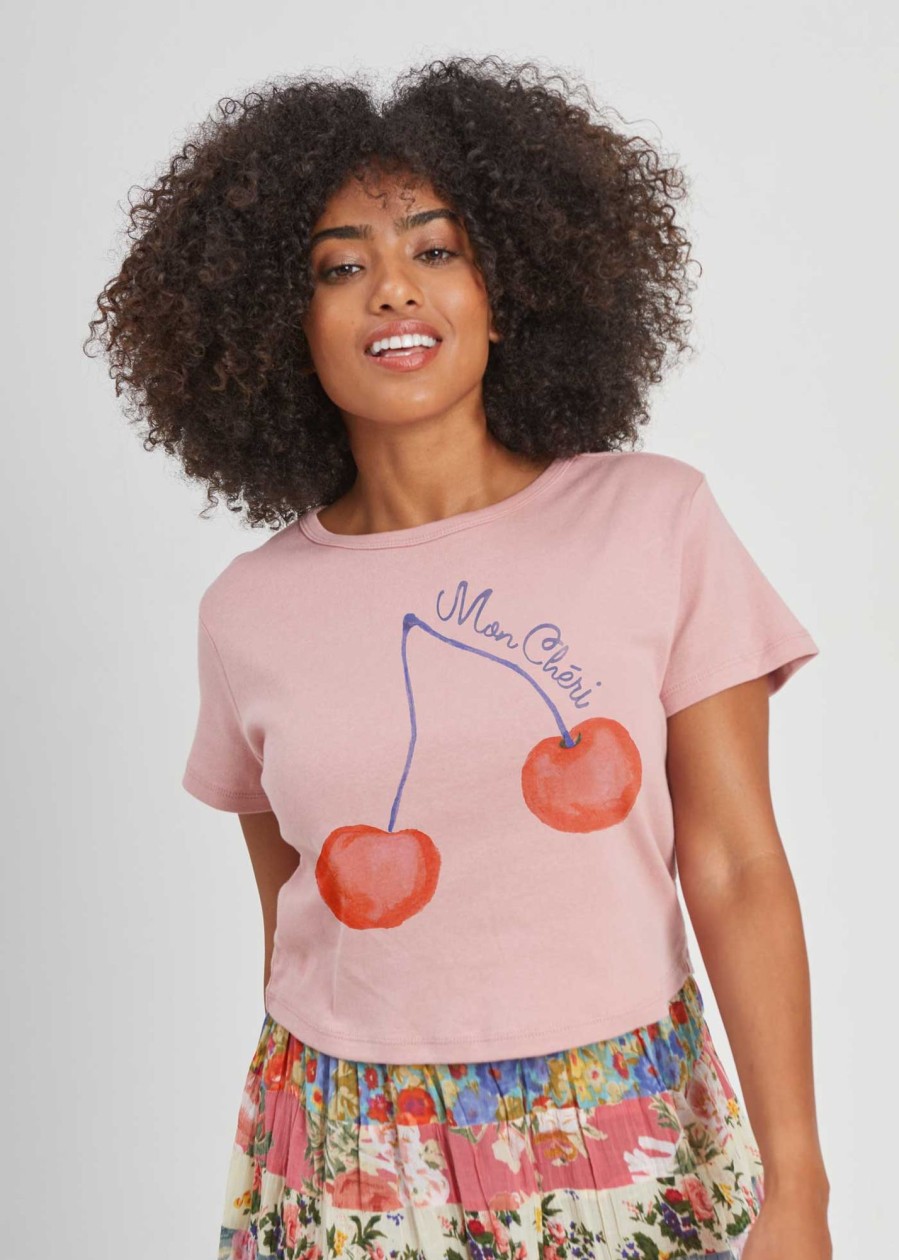 Cropped Tees Girl Dangerous | Mon Cheri Dusty Pink Baby Tee