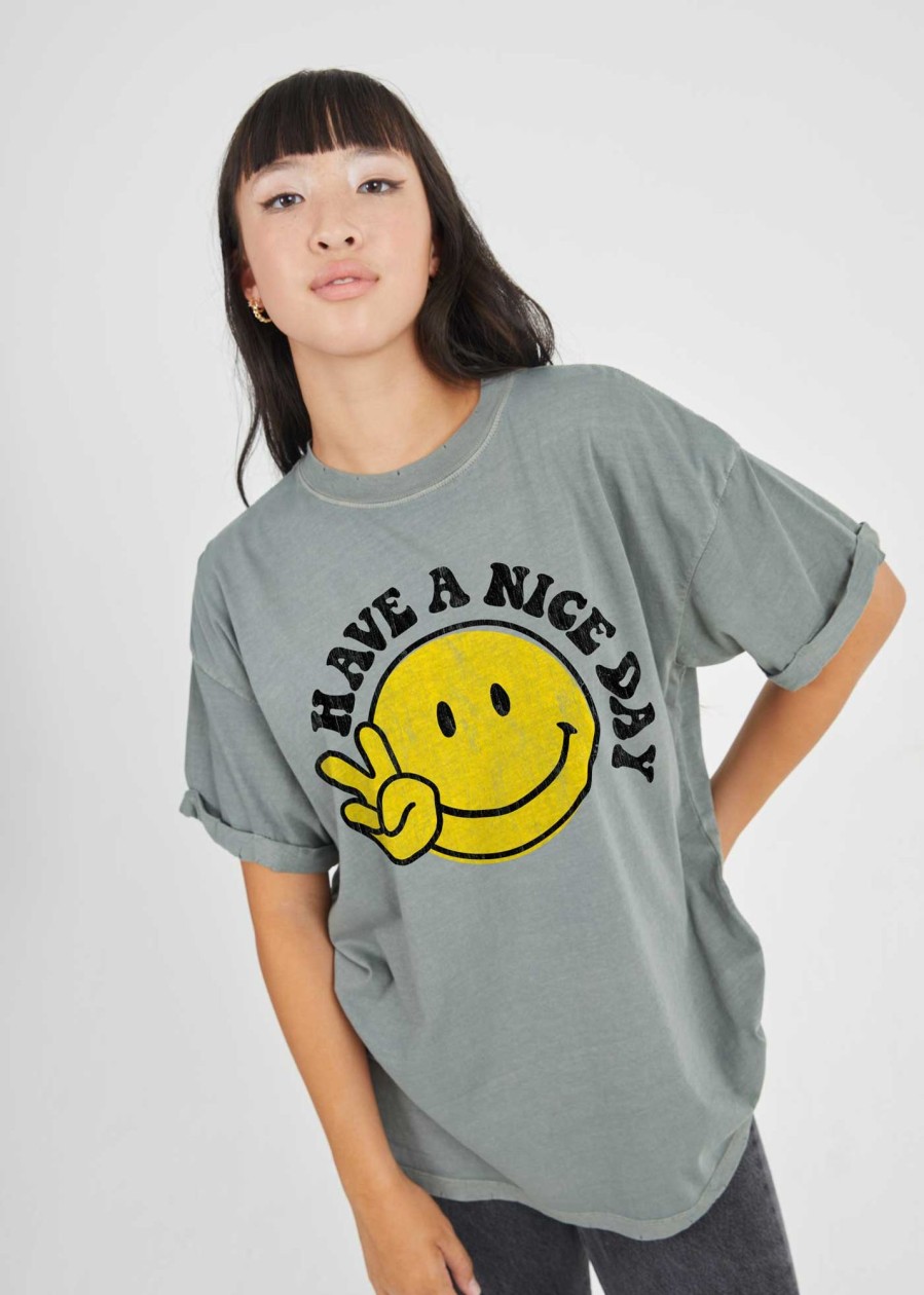 Tees Girl Dangerous | Have A Nice Day Army Green Boyfriend Tee