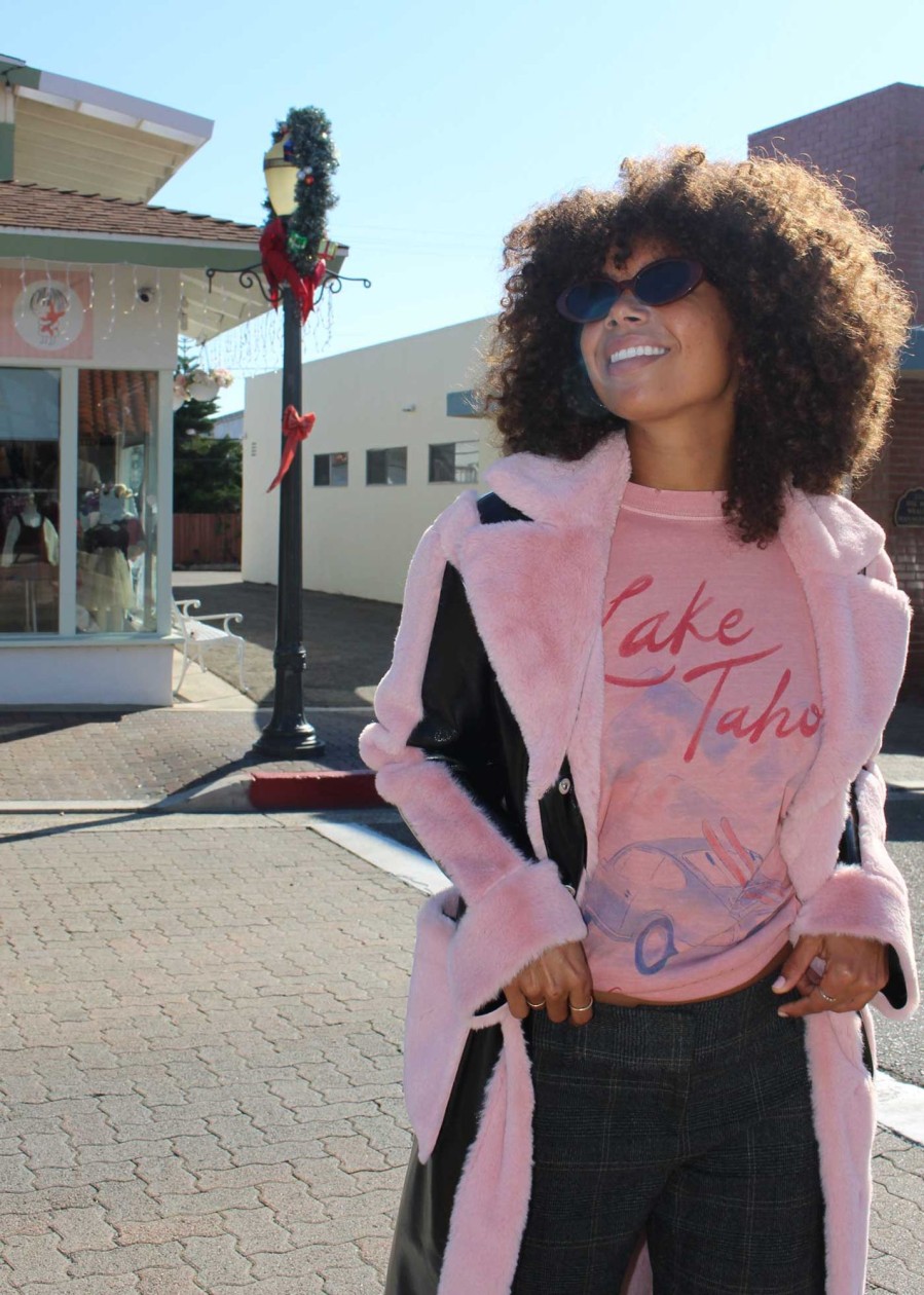 Tees Girl Dangerous | Lake Tahoe Dusty Pink Boyfriend Tee