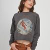 Pullover Sweatshirts Girl Dangerous | Jackson Hole Faded Black Cropped Sweatshirt