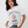 Tees Girl Dangerous | Americana Soul White Boyfriend Tee