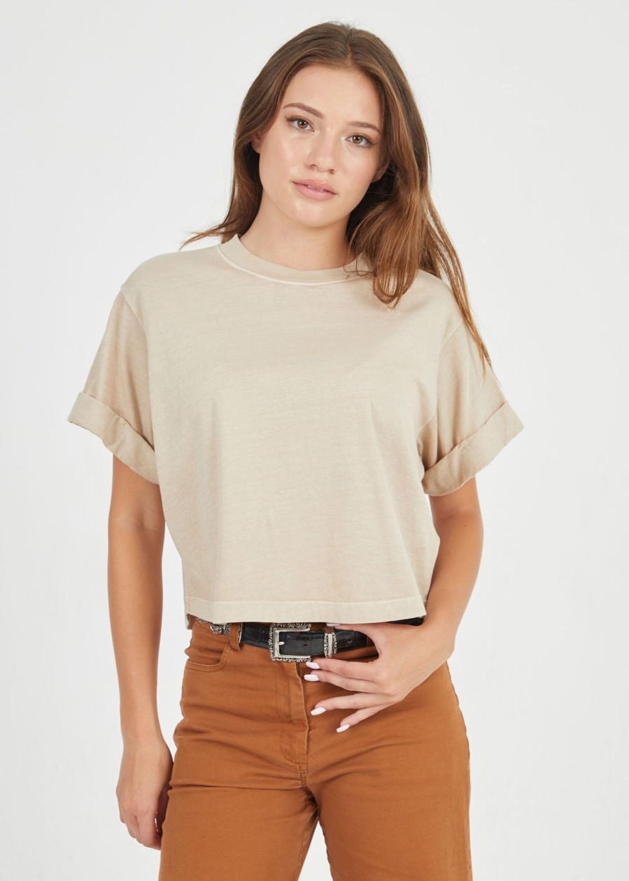 Cropped Tees Girl Dangerous | Sand Cropped Boyfriend Tee