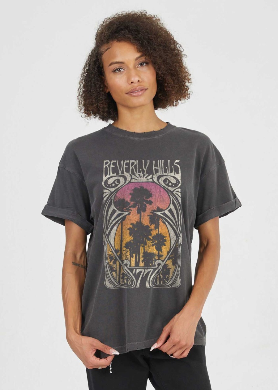 Tees Girl Dangerous | Beverly Hills '77 Black Boyfriend Tee