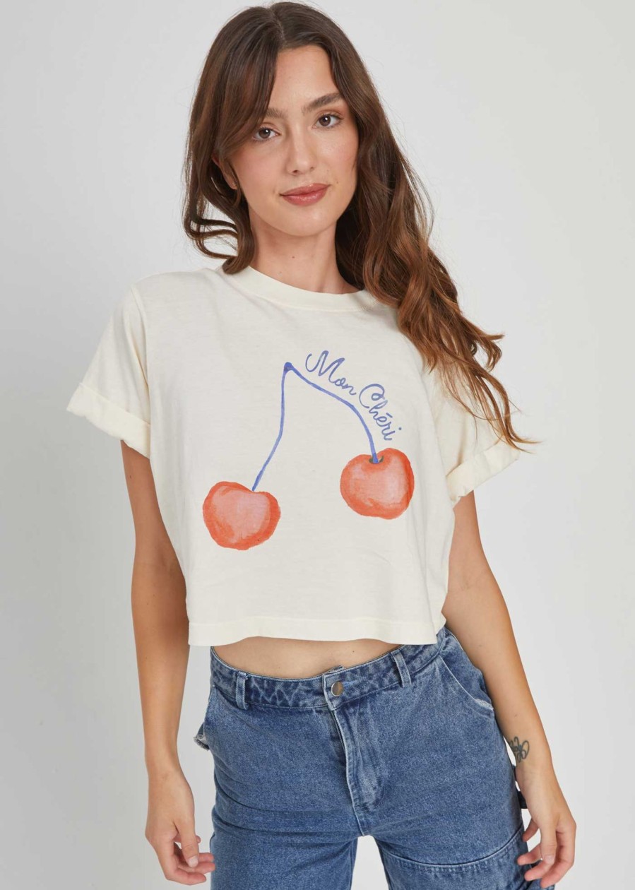 Cropped Tees Girl Dangerous | Mon Cheri Cropped Off White Boyfriend Tee