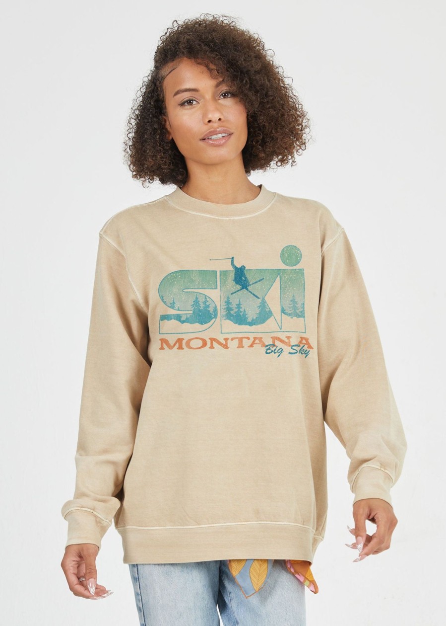 Pullover Sweatshirts Girl Dangerous | Ski Montana Sand Pullover Sweatshirt