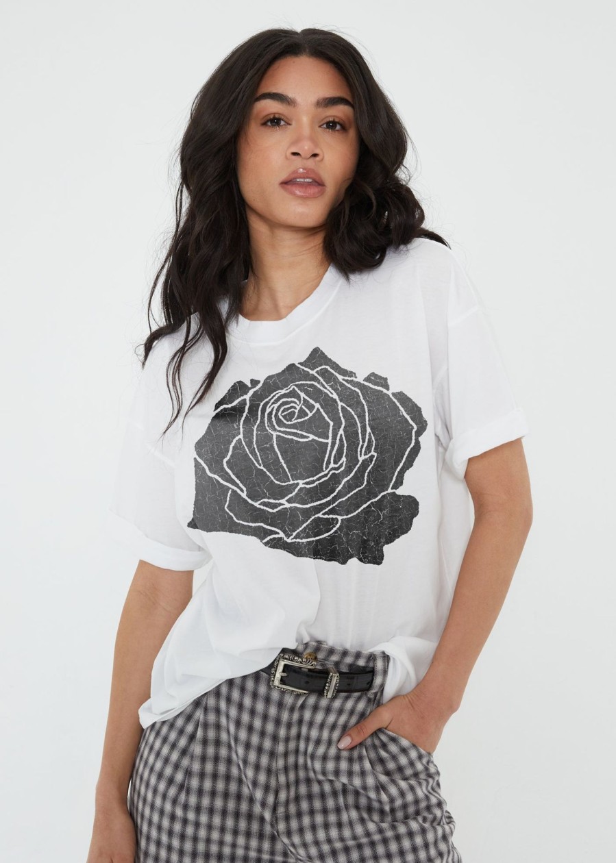 Tees Girl Dangerous | Rose White Boyfriend Tee