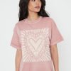 Tees Girl Dangerous | Heart Burst Dusty Pink Boyfriend Tee