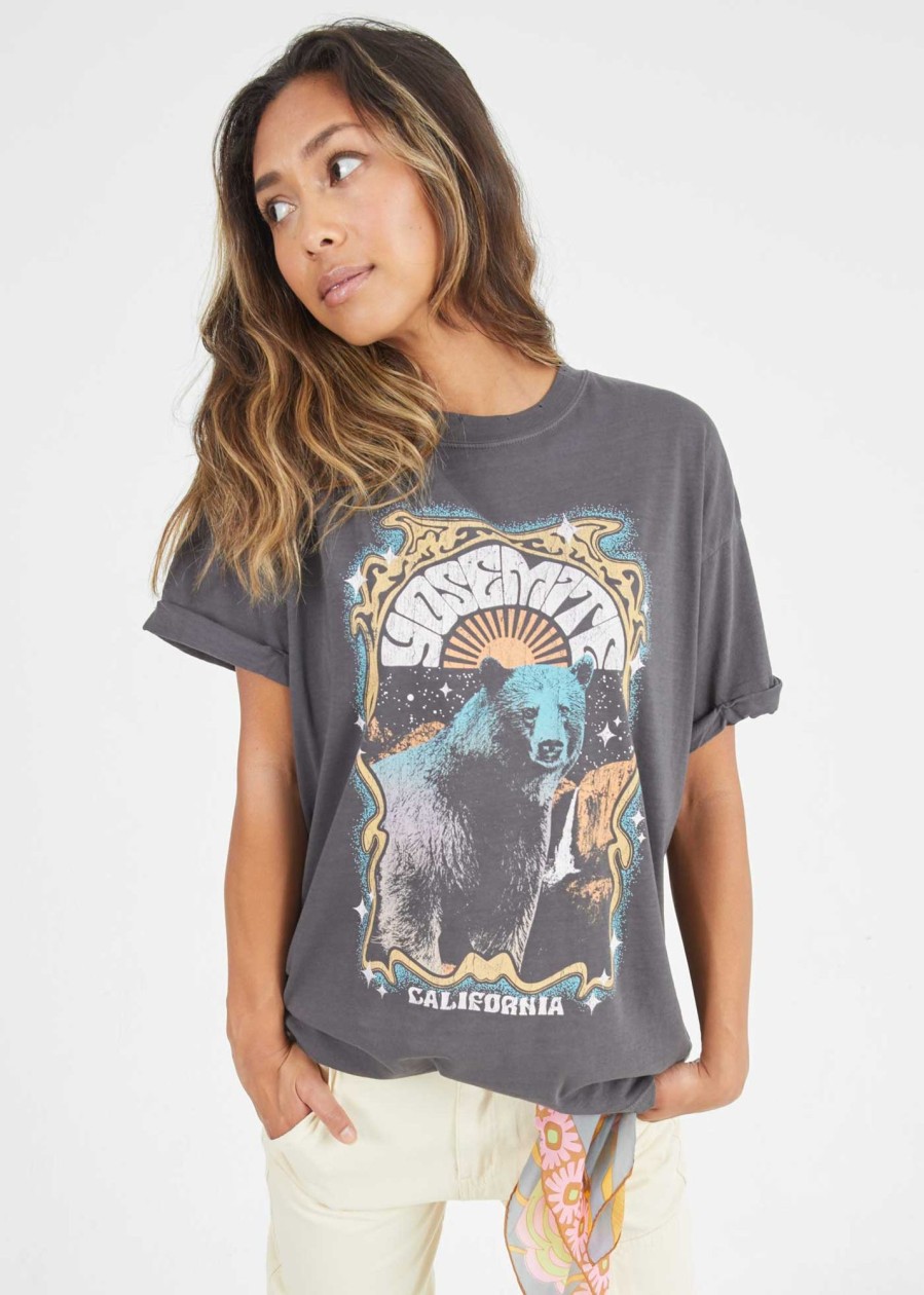 Tees Girl Dangerous | Yosemite Bear Black Boyfriend Tee