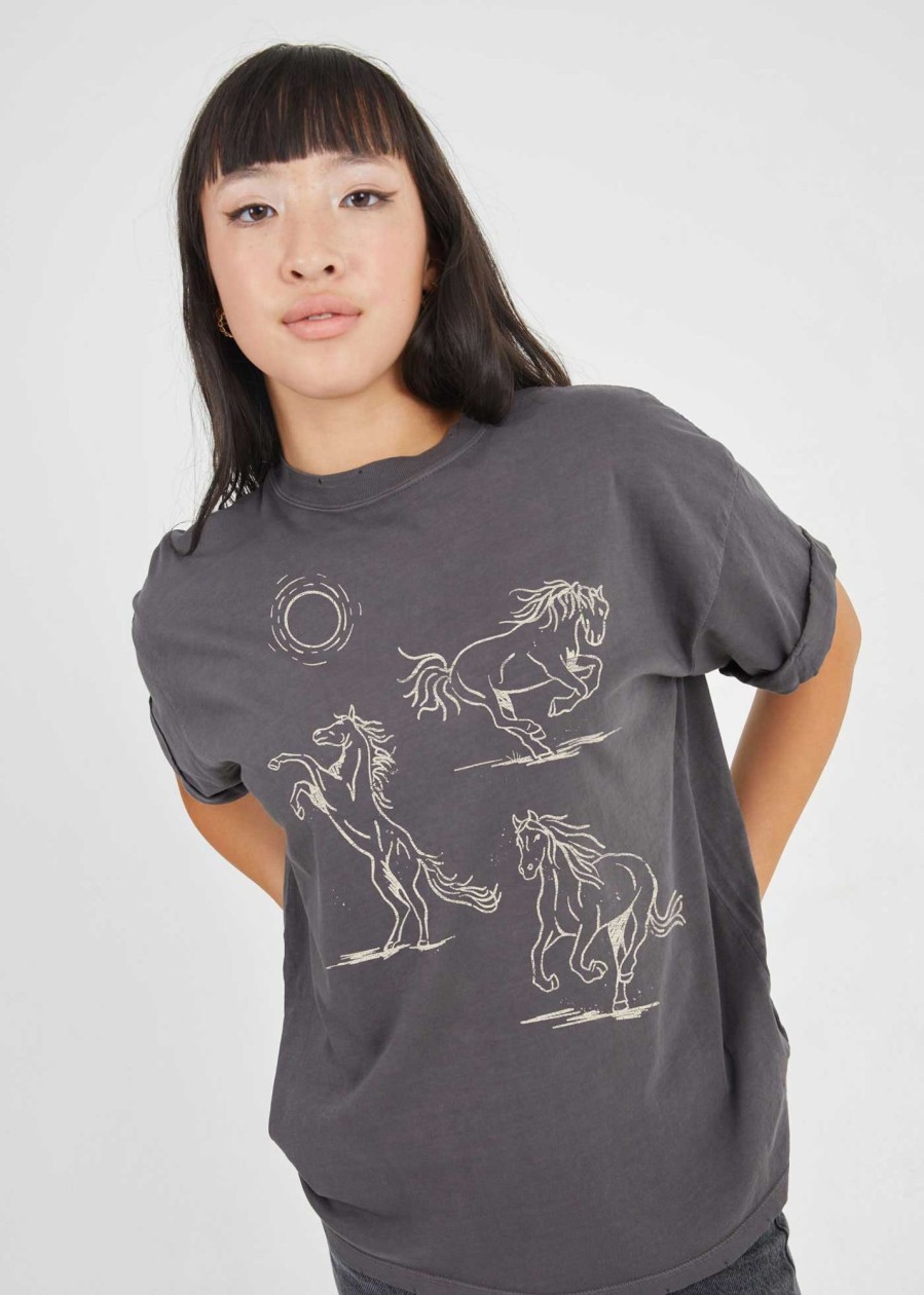 Tees Girl Dangerous | Wild Horses Black Boyfriend Tee